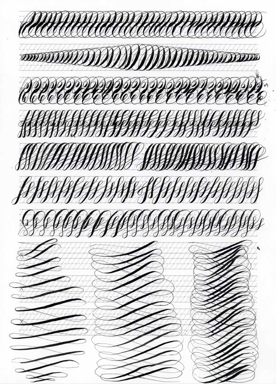Calligraphy exercises by Daniel, a Life Drawing Academy student