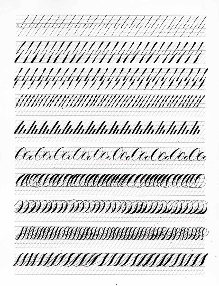 Calligraphy exercises by Daniel, a Life Drawing Academy student