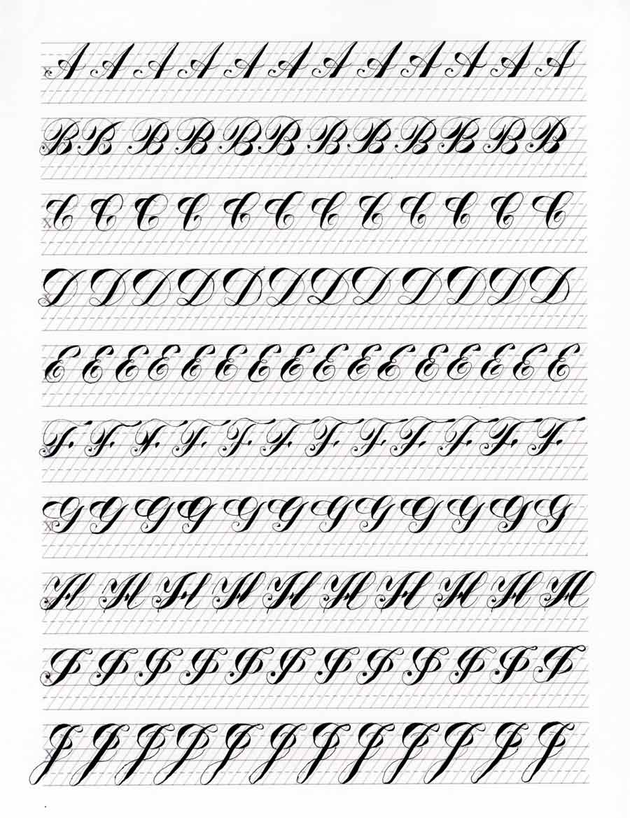 Calligraphy exercises by Daniel, a Life Drawing Academy student