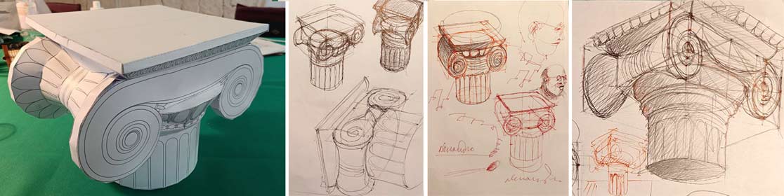 Ionic Capital Drawings by Alessandro, Life Drawing Academy Correspondence Course student