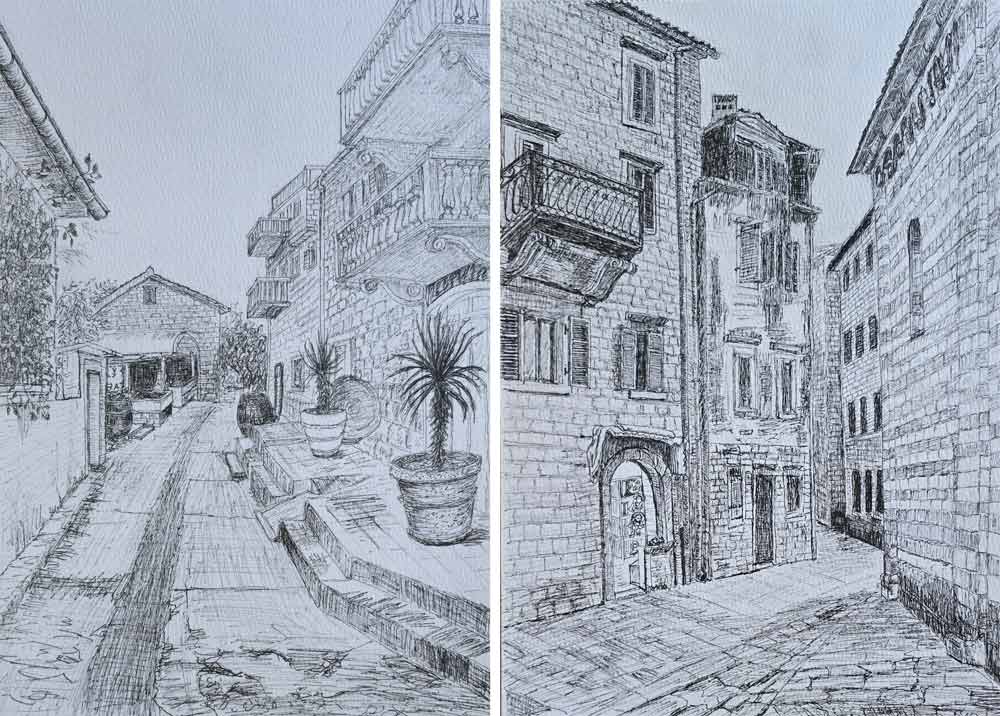 Plein air drawings by Ljiljana, a Life Drawing Academy student
