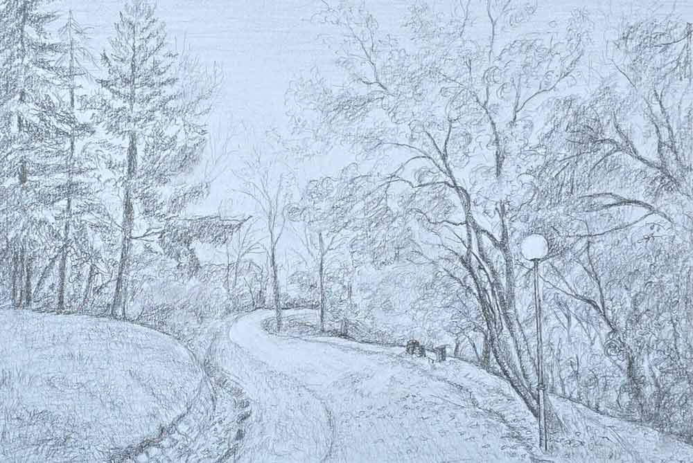 Plein air drawings by Ljiljana, a Life Drawing Academy student
