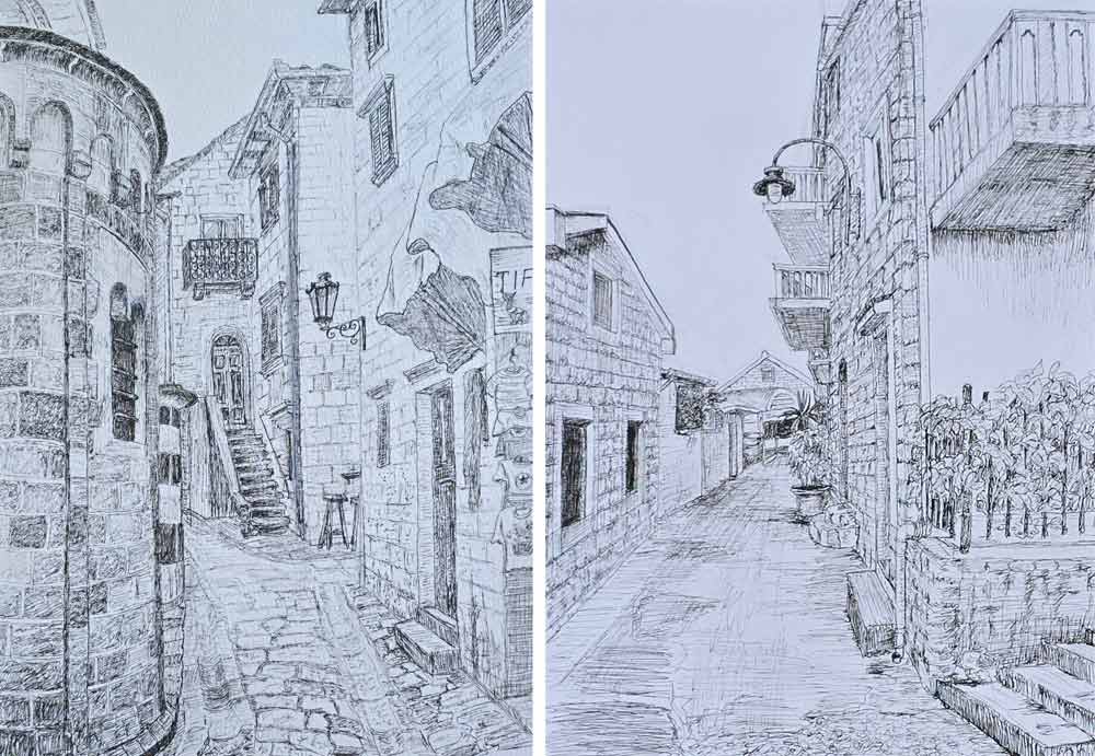Plein air drawings by Ljiljana, a Life Drawing Academy student