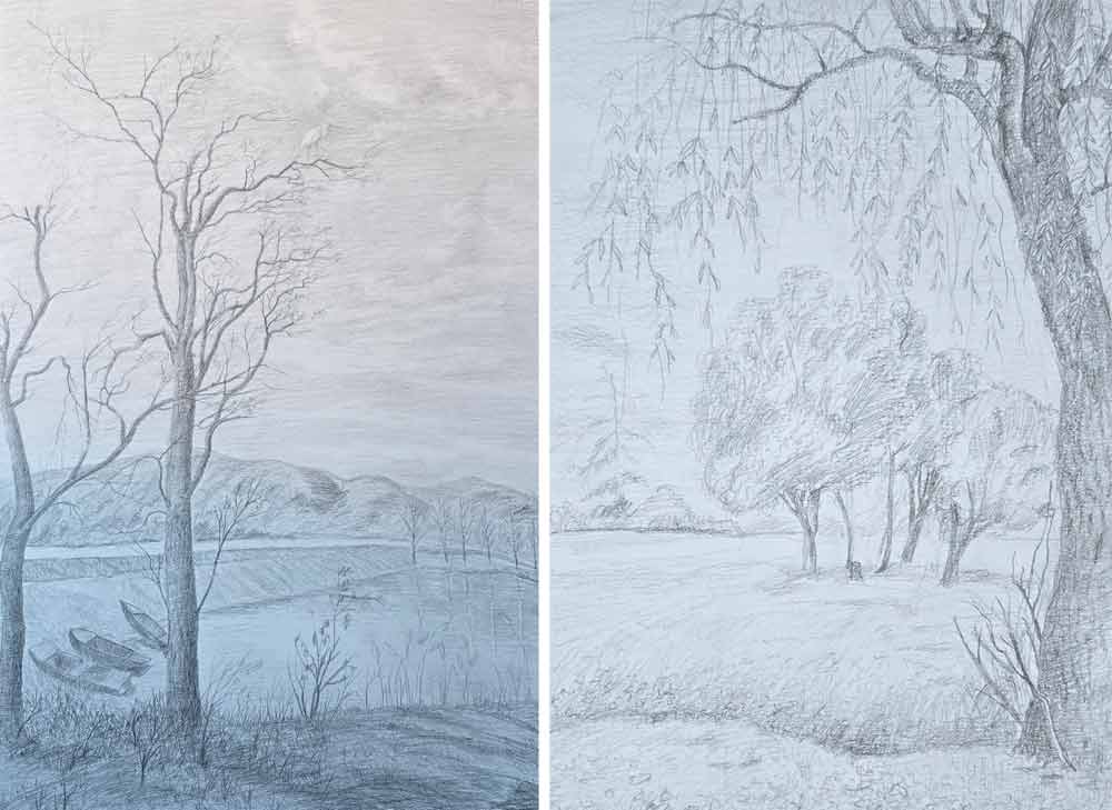 Plein air drawings by Ljiljana, a Life Drawing Academy student