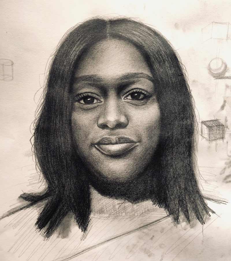 Portrait and figure drawings by Jones Mwansa