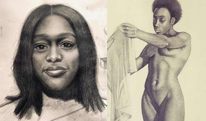 Portrait and figure drawings by Jones Mwansa - Life Drawing Academy Students Gallery