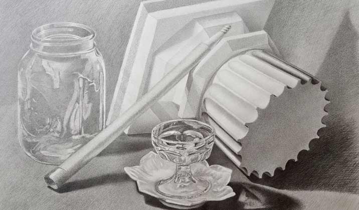 Still life drawings by Daniel Korinek, a Life Drawing Academy Correspondence Course student