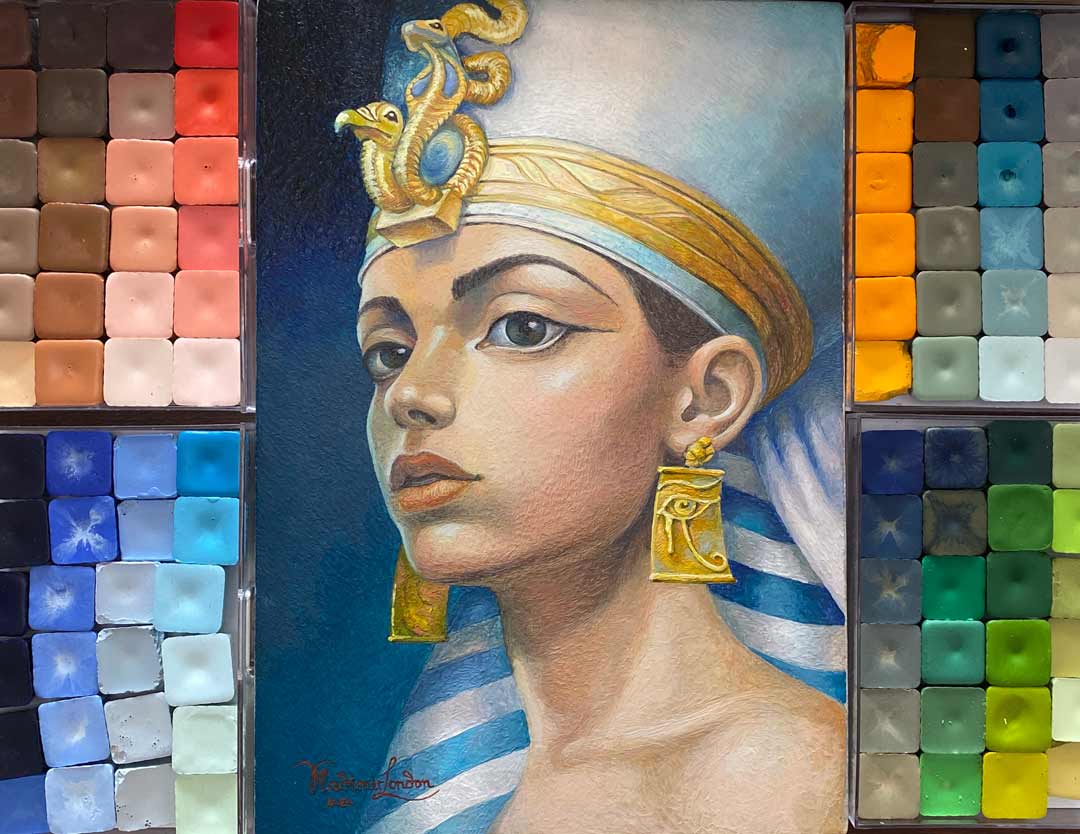 Portrait of Nefertiti - Encaustic painting by Vladimir London