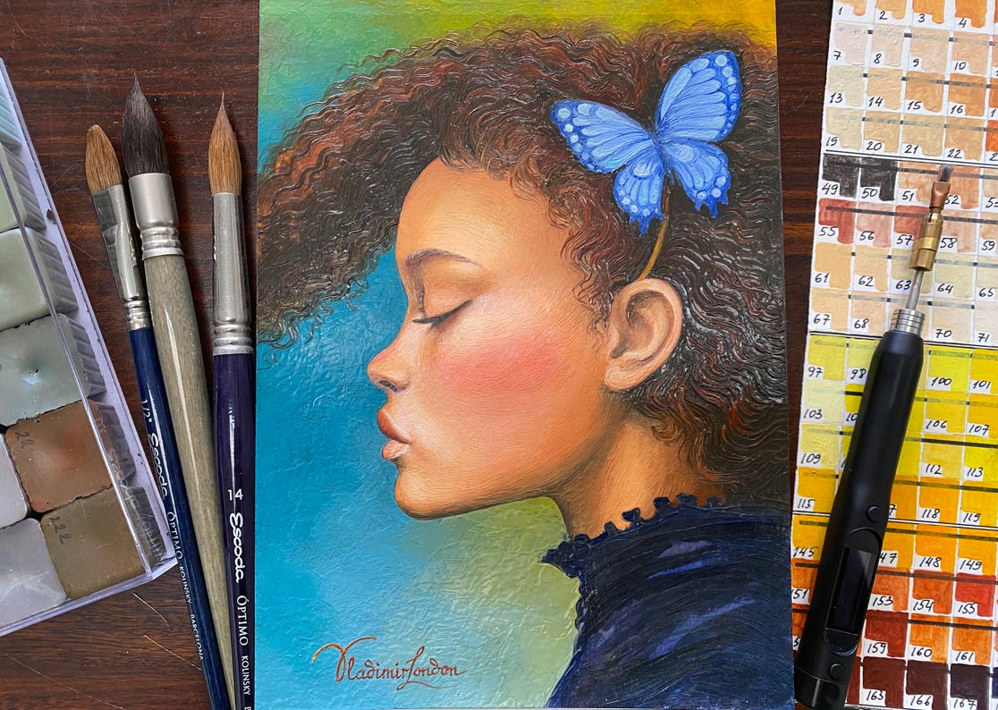 Encaustic Portrait Painting by Vladimir London