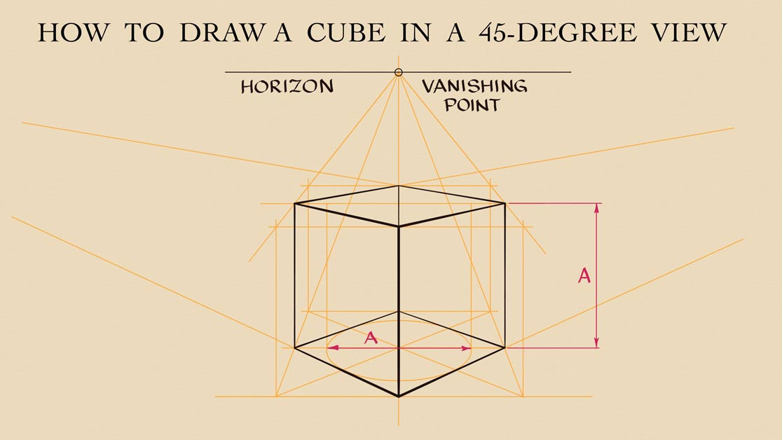How to Draw a Cube in a 45-Degree View