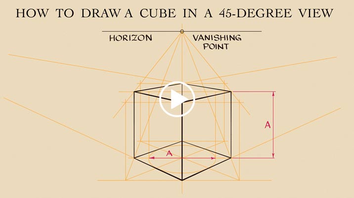 How to Draw a Cube in a 45-Degree View