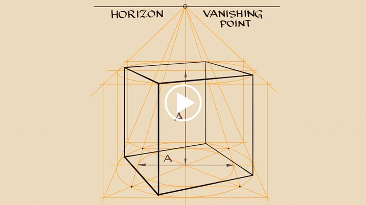 How to draw a cube in two-point perspective