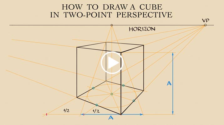 How to Draw a perfect Cube in Two-Point Perspective