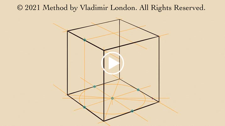 Unique method of drawing a cube in two-point perspective